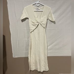 Frame Layered Wrap Sweater Dress in Bone. Xs